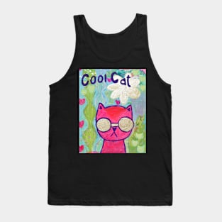 Cool Cat painting mixed media Tank Top